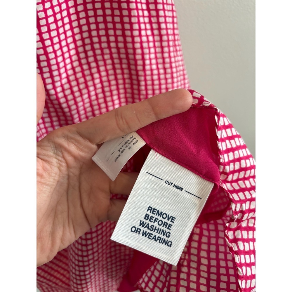 Y2K Gingham Pink & White Romantic Strapless Midi V-Neck Silk Dress - Small - Picture 8 of 10
